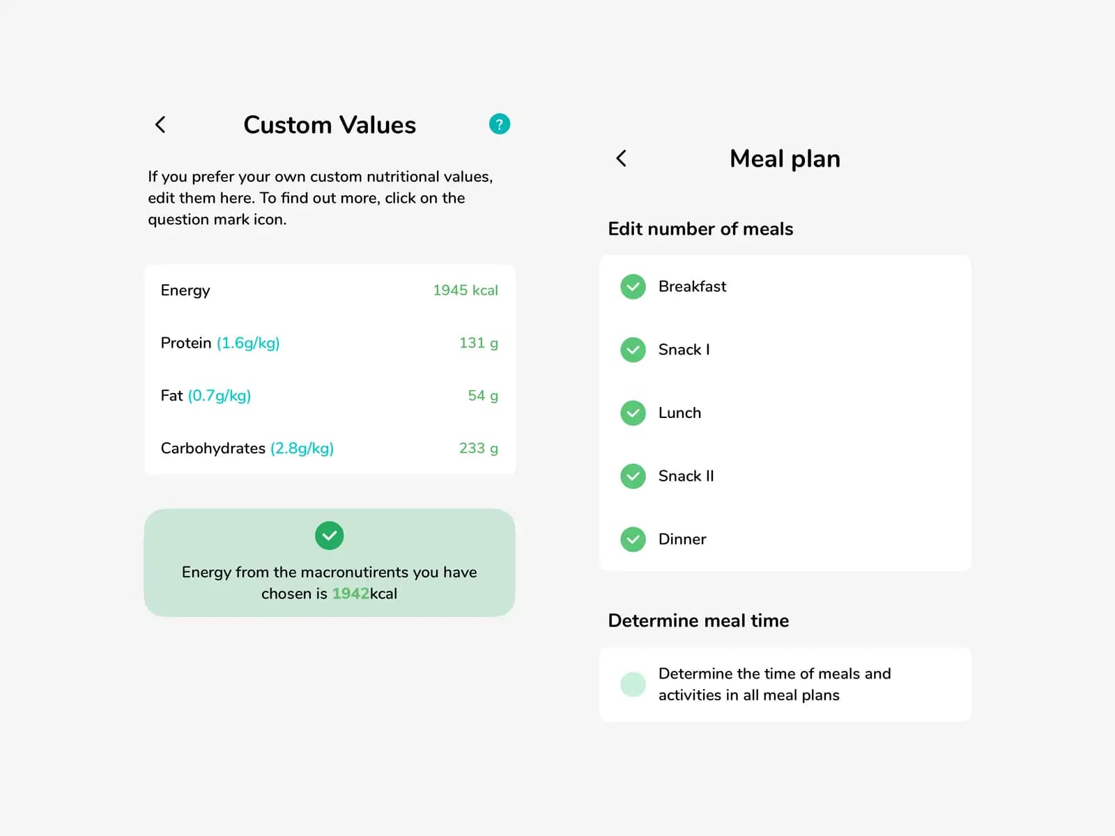 Set your own targets - your body, your rules. We do the math for you. 